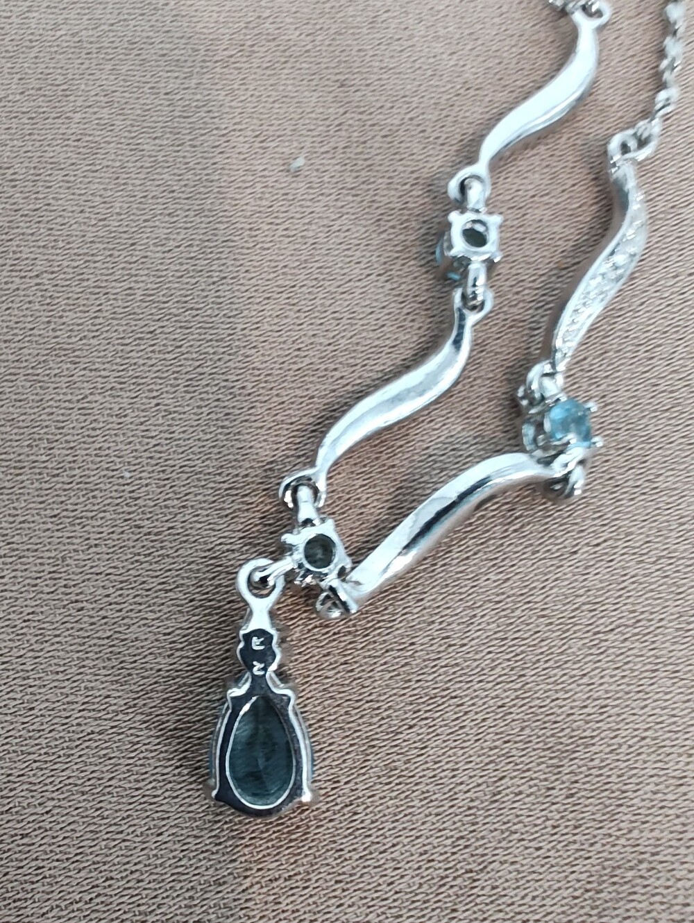 Avon Silver-Tone Necklace and Earrings with Bright Blue Stones - Picture 4 of 5